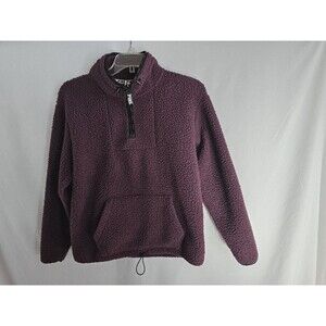 Victorias Secret Pink Purple Fleece Shacket Shirt Jacket Medium Sherpa